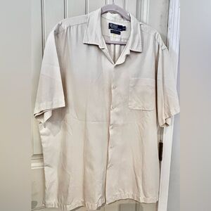 Polo by Ralph Lauren Men's Cream Casual Button Down Shirts. Silk & cotton XL